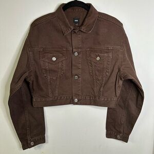 Edwin Women’s Sia Cropped Denim Jacket- Brown - Size XS